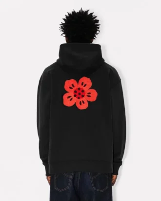 コットン製「Boke Flower」刺繍入りオーバーサイズフーディ