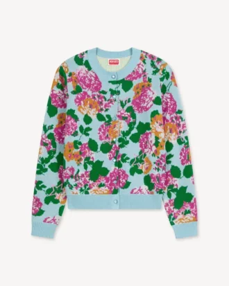Kenzo フラワー柄 コットンウール カーディガン