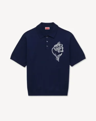 Kenzo チューリップ 刺繍入りポロシャツ ウール＆コットン