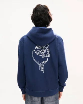 コットン製「Kenzo・チューリップ」刺繍入りジップアップフーディ