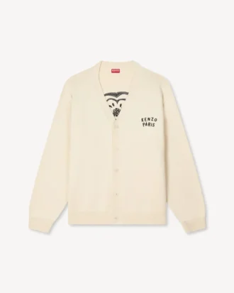 Kenzo「ボケ・ハート」コットンウールカーディガン
