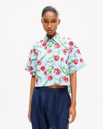 Kenzo チューリップ コットンポプリン製半袖シャツ