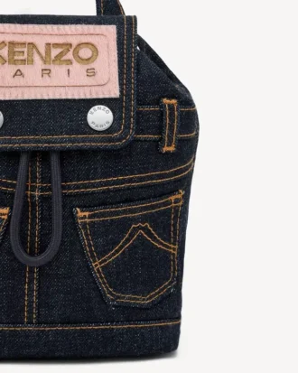 Kenzo ファイブ・ポケット」ミニバックパック（デニム調ツイル素材）