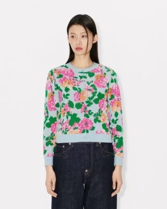 Kenzo フラワー柄 コットンウール カーディガン