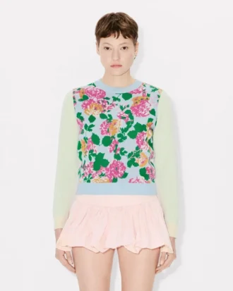 コットンウール製「Kenzo フローラル」装飾ニット