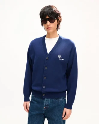 Kenzo「チューリップ」刺繍カーディガン ウール＆コットン