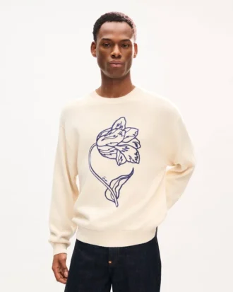 ウール＆コットン製「Kenzo・チューリップ」刺繍ジャンパー