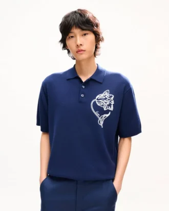 Kenzo チューリップ 刺繍入りポロシャツ ウール＆コットン