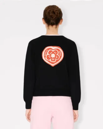 Kenzo「ボケ・ハート」コットンウールカーディガン