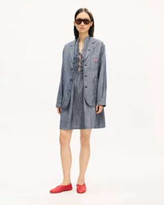 Kenzo チューリップ ウォッシュド ミックスリネンデニム ライトワークウェアジャケット