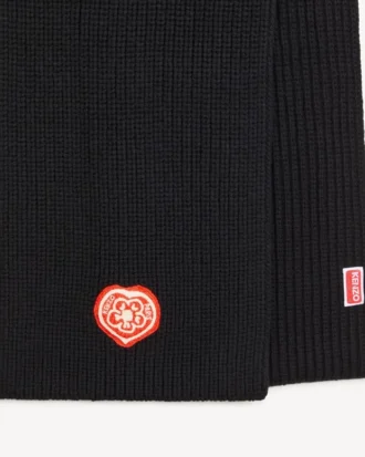ウール＆コットン製「Kenzo Boke Heart」刺繍スカーフ