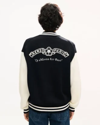 「Kenzo Paris エムブレム」 ミックスコットン バーシティカーディガン