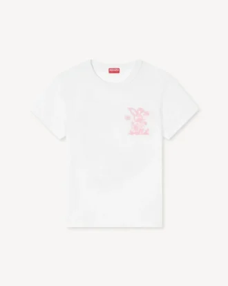 コットン製「Kenzo」カートゥーン刺繍Tシャツ