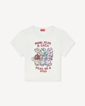 コットン製「Kenzo」カートゥーン刺繍Tシャツ
