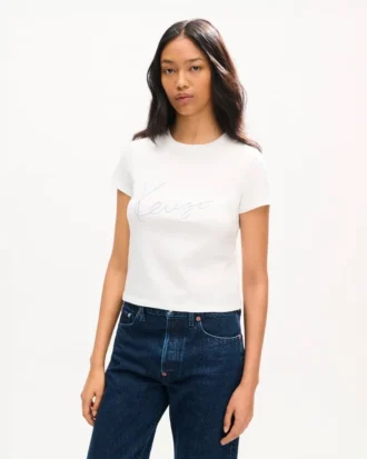 コットン製「Kenzo シグネチャー」刺繍Tシャツ