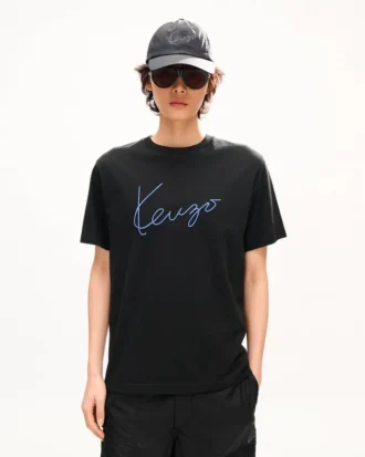 コットン製「Kenzo シグネチャー」刺繍Tシャツ