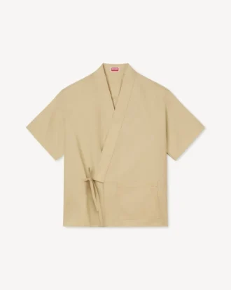 コットンリップストップ素材のキモノシャツ