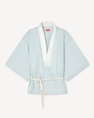 ストーンブリーチシャンブレーのオーバーサイズキモノシャツ